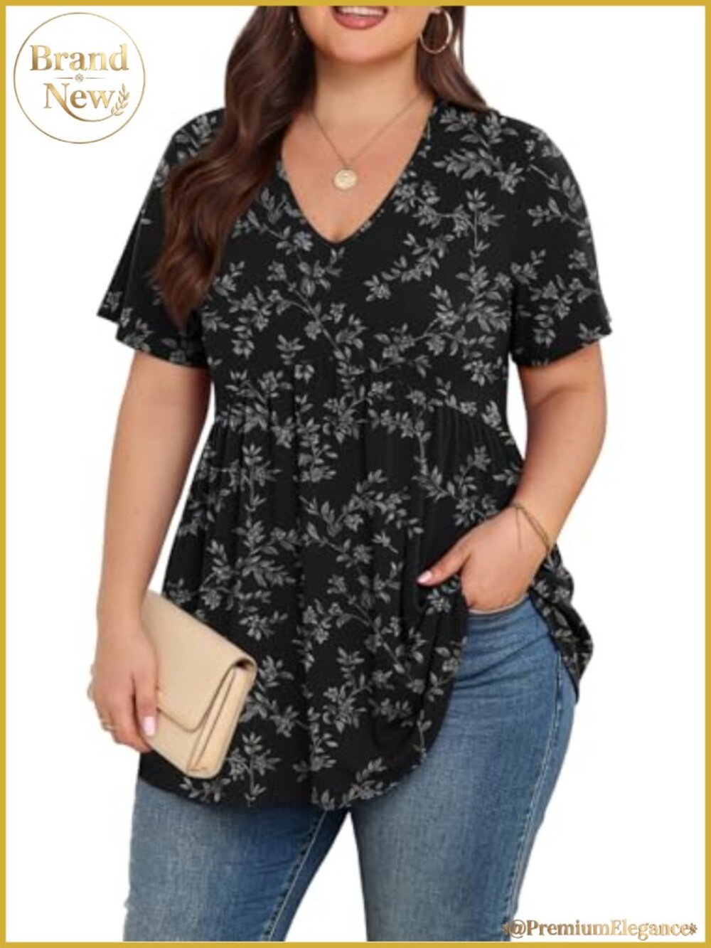 Plus Size Women's Wrap V-Neck Tunic Short Sleeve Casual Work Tops